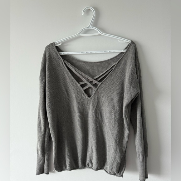 Garage Gray Sweater with Criss-cross Back - Picture 2 of 5